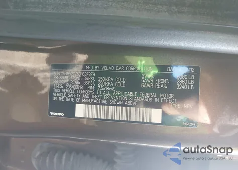 2013 Volvo Xc90 3.2 Platinum z USA, uszkodzony, nr VIN YV4952CZ5D1637879